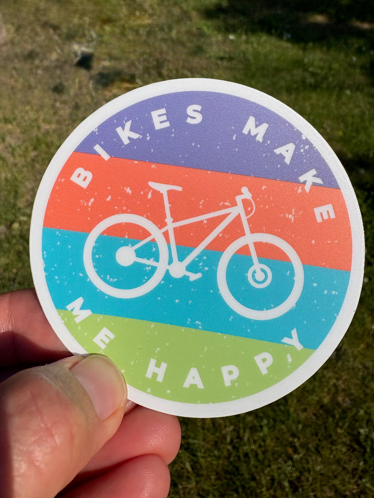 Bikes Make Me Happy Badge Sticker