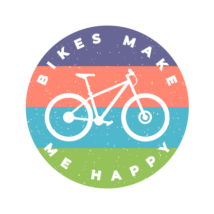 Bikes Make Me Happy Badge Sticker