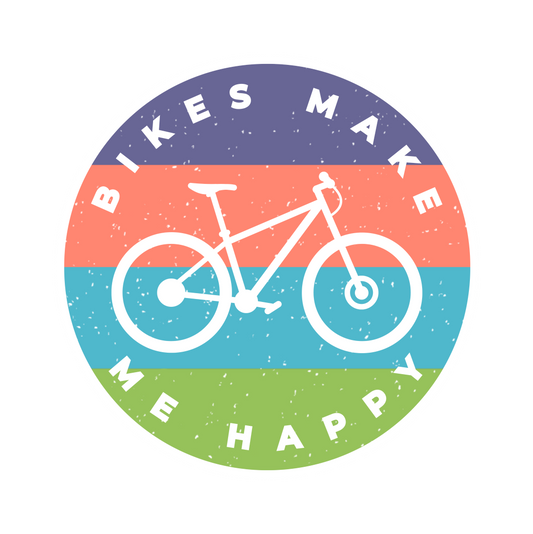 Bikes Make Me Happy Badge Sticker