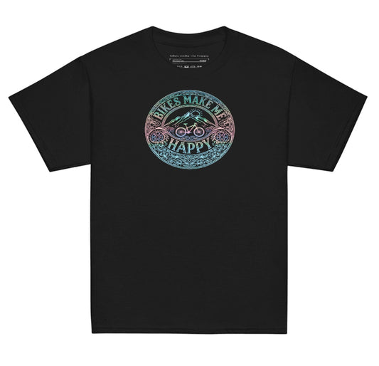 Youth Bikes Make Me Happy Etched T-Shirt