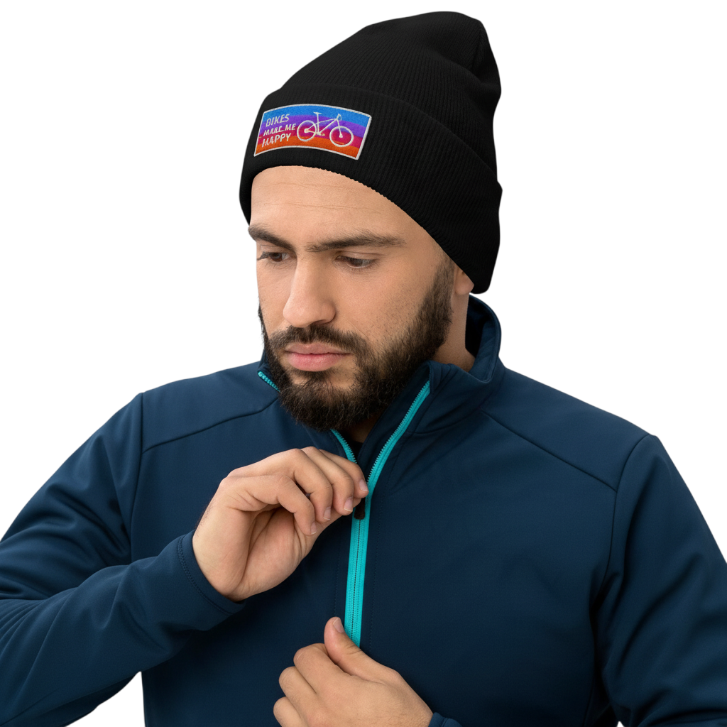 Bikes Make Me Happy Badge Beanie