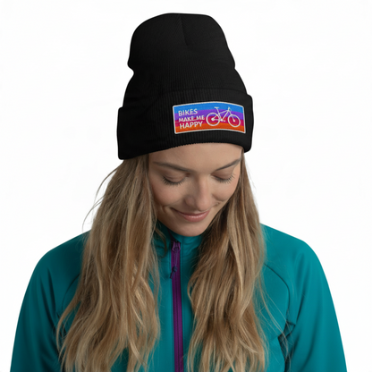 Bikes Make Me Happy Badge Beanie