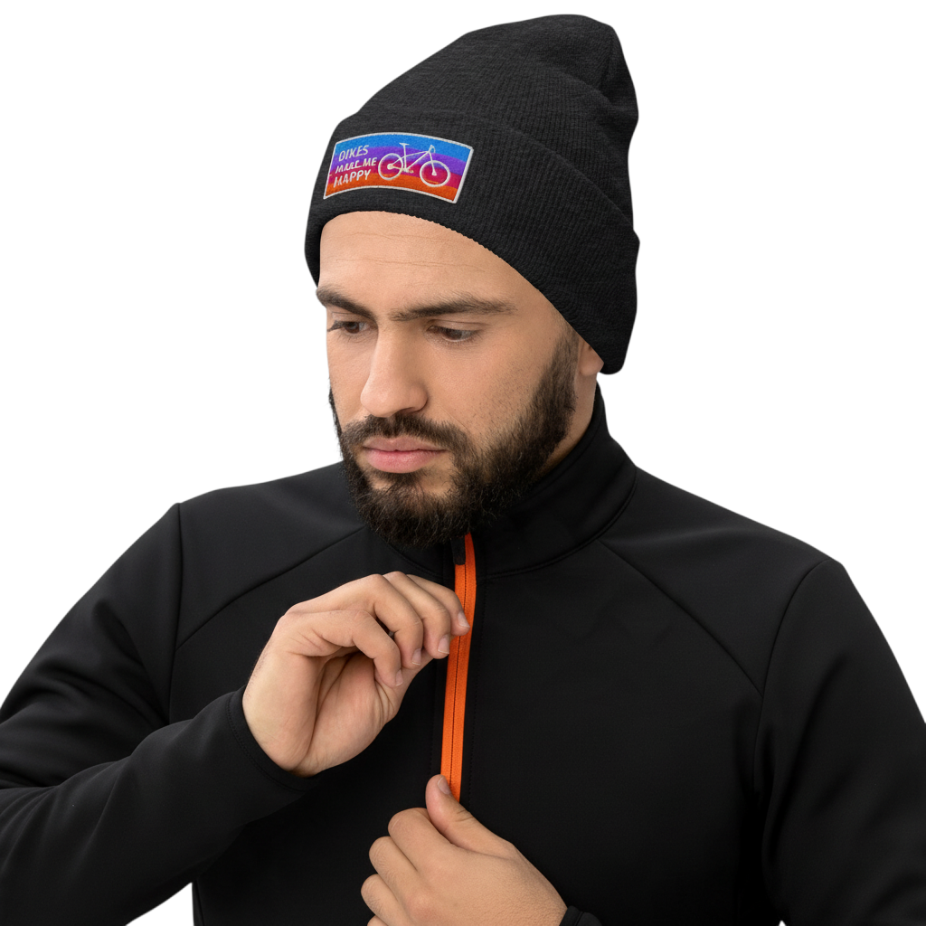 Bikes Make Me Happy Badge Beanie