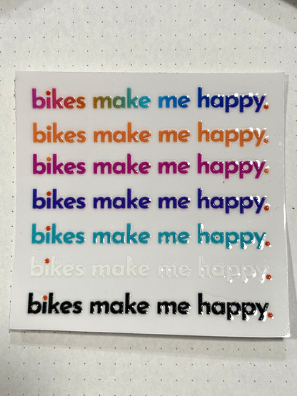 Bikes Make Me Happy Transfer Sticker