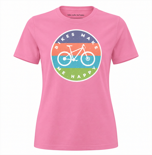 Women's Bikes Make Me Happy Badge T-Shirt