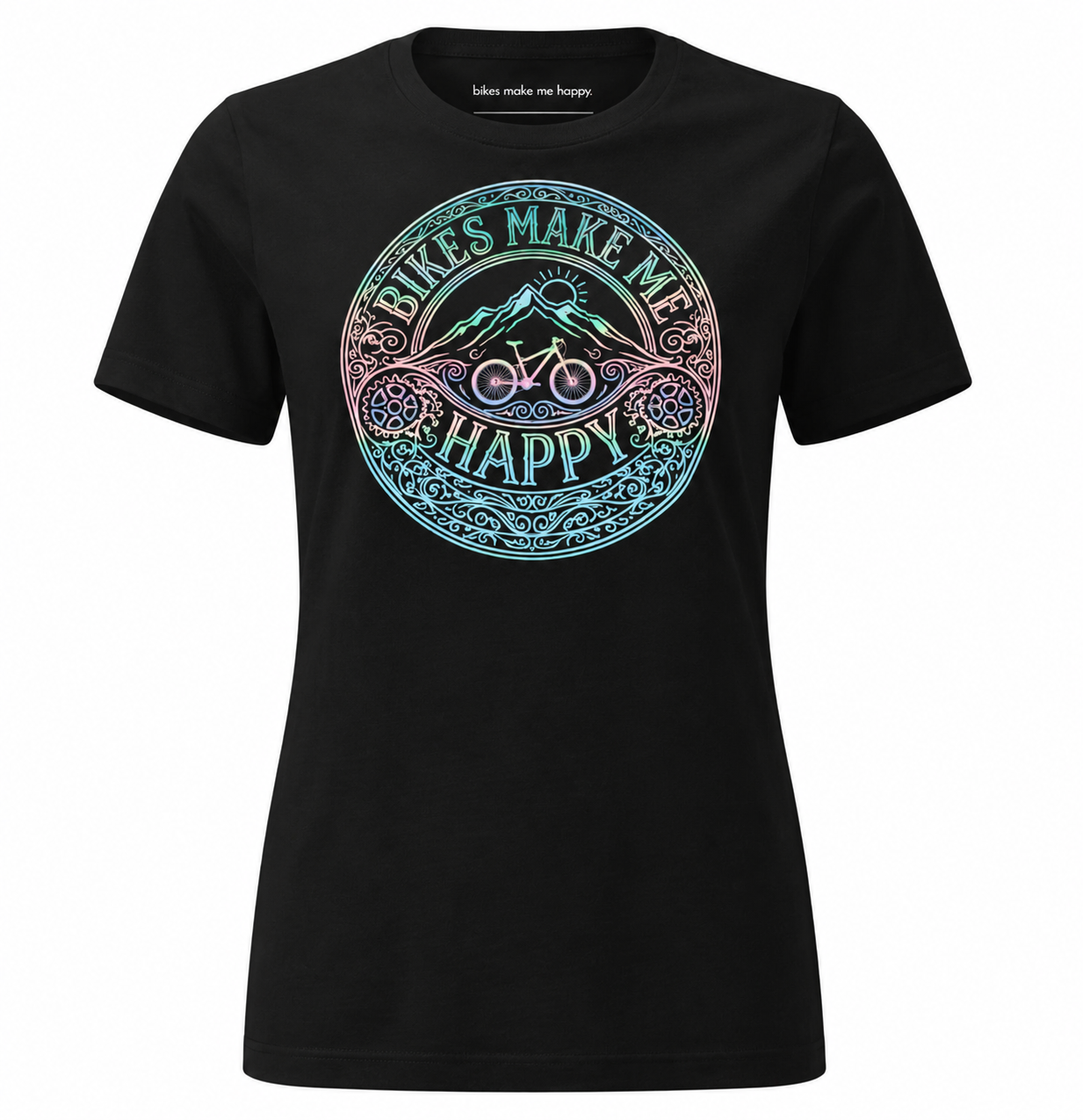 Women's Bikes Make Me Happy Etched T-Shirt
