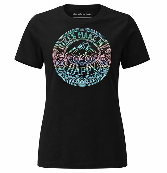 Women's Bikes Make Me Happy Etched T-Shirt